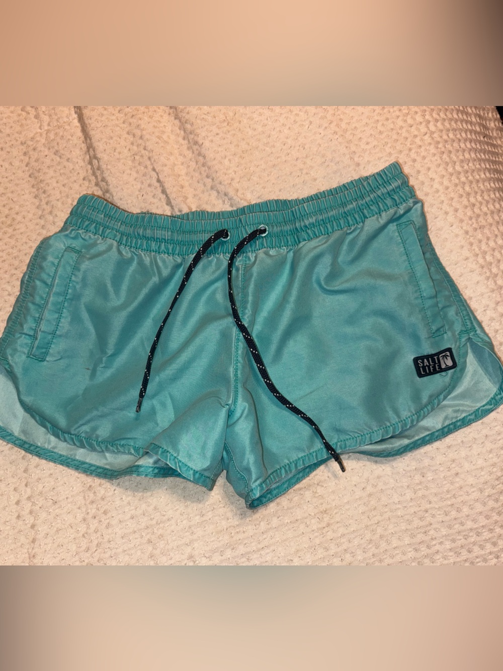 Salt Life Teal Athletic Drawstring Shorts with Navy Cords